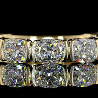 14K Yellow Gold 3/4 Eternity Band with 9 East-West Set Cushion Brilliant Lab Diamonds - 3.39 Carats Total Carat Weight - Covaloro Fine Jewelry