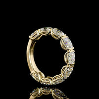 14K Yellow Gold 3/4 Eternity Band with 9 East-West Set Cushion Brilliant Lab Diamonds - 3.39 Carats Total Carat Weight - Covaloro Fine Jewelry
