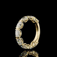14K Yellow Gold 3/4 Eternity Band with 9 East-West Set Cushion Brilliant Lab Diamonds - 3.39 Carats Total Carat Weight - Covaloro Fine Jewelry