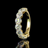 14K Yellow Gold 3/4 Eternity Band with 9 Round Brilliant Cut Lab Diamonds - 3.97 Total Carat Weight, E-F VS Clarity - Covaloro Fine Jewelry