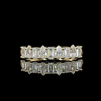 14K Yellow Gold 3/4 Eternity Band with Alternating Emerald Cut and Pear Shape Lab Grown Diamonds - 0.93 Carats Total Diamond Weight - Covaloro Fine Jewelry