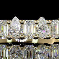 14K Yellow Gold 3/4 Eternity Band with Alternating Emerald Cut and Pear Shape Lab Grown Diamonds - 0.93 Carats Total Diamond Weight - Covaloro Fine Jewelry