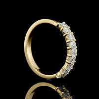 14K Yellow Gold 3/4 Eternity Band with Alternating Emerald Cut and Pear Shape Lab Grown Diamonds - 0.93 Carats Total Diamond Weight - Covaloro Fine Jewelry