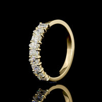 14K Yellow Gold 3/4 Eternity Band with Alternating Emerald Cut and Pear Shape Lab Grown Diamonds - 0.93 Carats Total Diamond Weight - Covaloro Fine Jewelry