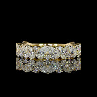 14K Yellow Gold 3/4 Eternity Band with Alternating Pear and Round Lab-Grown Diamonds - 2.25 Carat Total Weight, E-F Color VS Clarity - Covaloro Fine Jewelry