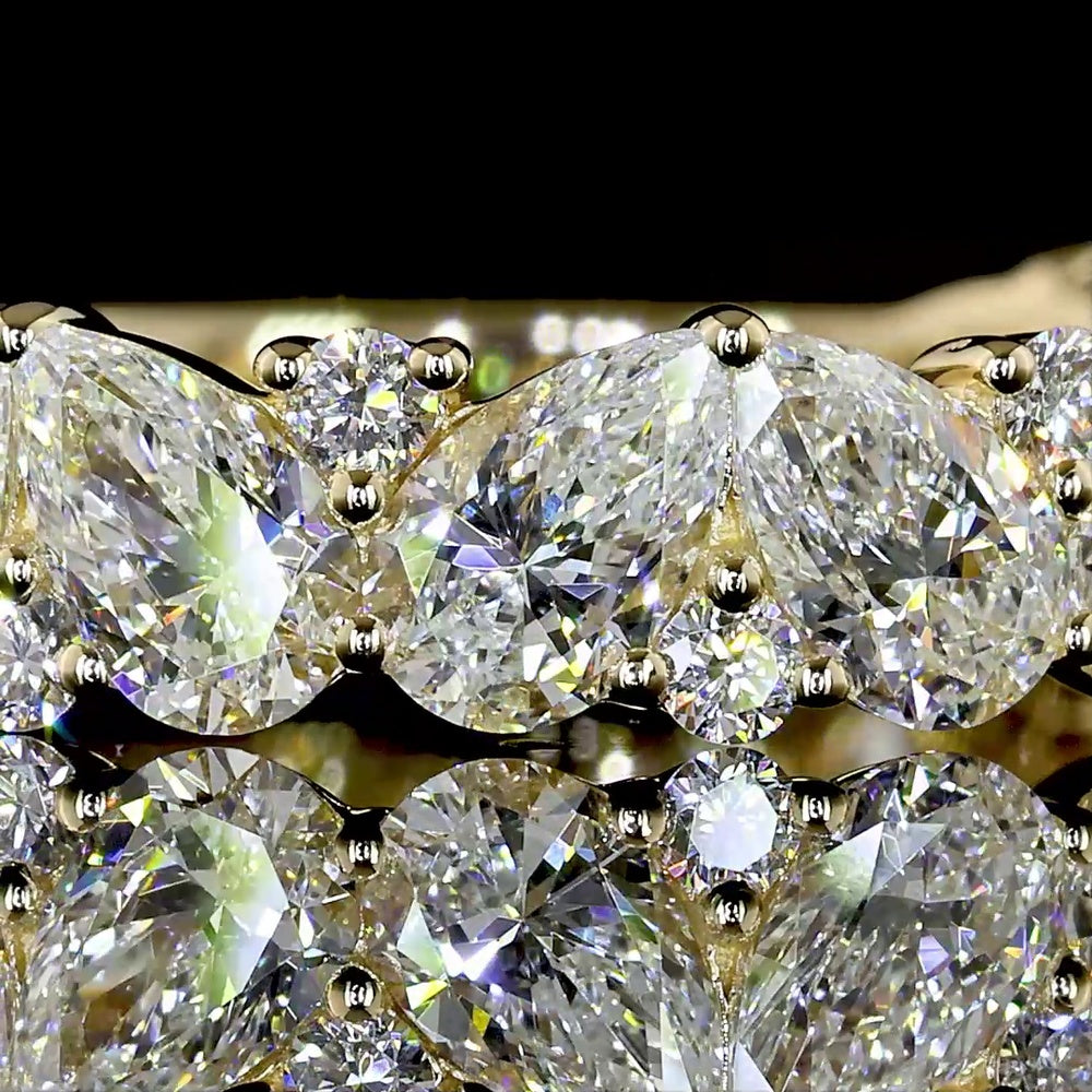 14K Yellow Gold 3/4 Eternity Band with Alternating Pear and Round Lab-Grown Diamonds - 2.25 Carat Total Weight, E-F Color VS Clarity - Covaloro Fine Jewelry