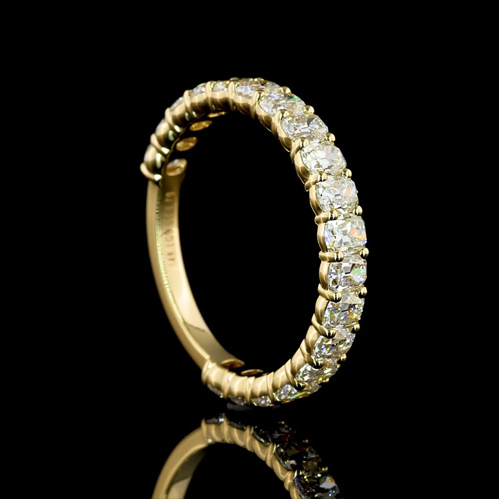 14K Yellow Gold 3/4 Eternity Band with Antique Cushion Cut Lab Diamonds - 1.79 Carats Total Diamond Weight - Covaloro Fine Jewelry