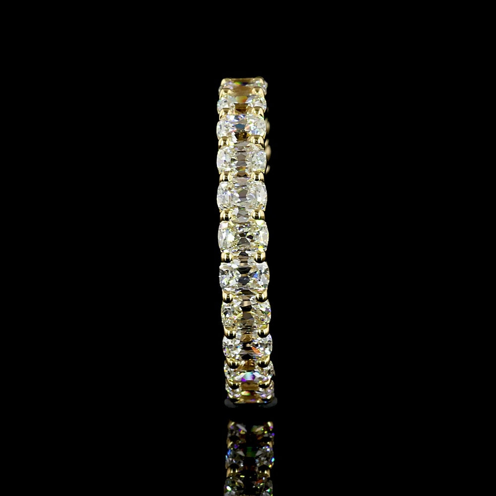 14K Yellow Gold 3/4 Eternity Band with Antique Cushion Cut Lab Diamonds - 1.79 Carats Total Diamond Weight - Covaloro Fine Jewelry