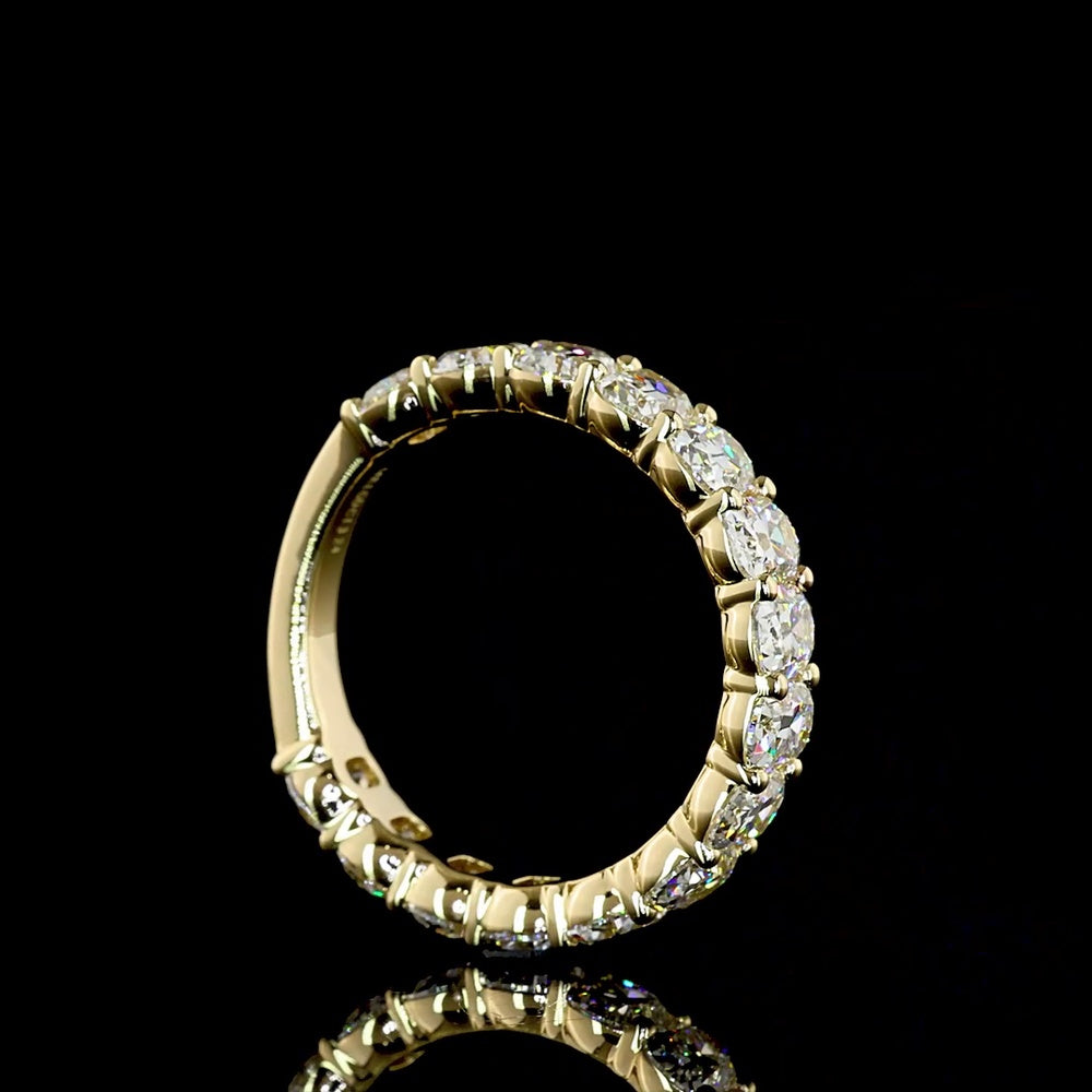 14K Yellow Gold 3/4 Eternity Band with Antique Cushion Cut Lab Diamonds - 3.24 Carats Total Diamond Weight - Covaloro Fine Jewelry