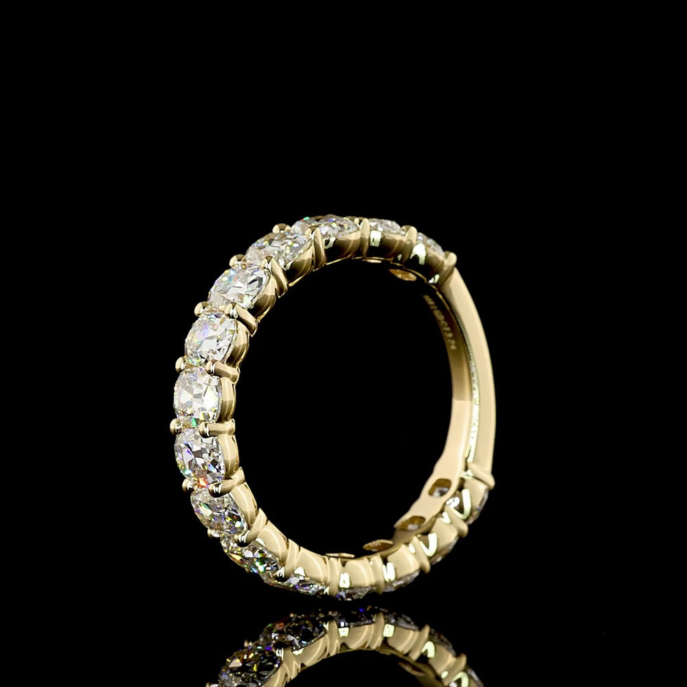 14K Yellow Gold 3/4 Eternity Band with Antique Cushion Cut Lab Diamonds - 3.24 Carats Total Diamond Weight - Covaloro Fine Jewelry