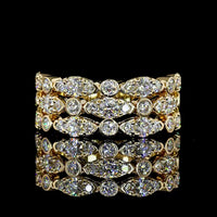 14K Yellow Gold 3/4 Eternity Band with Bezel and Prong Set Round Lab Diamonds - 1.55 Carats Total Diamond Weight - Covaloro Fine Jewelry