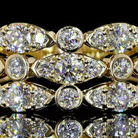 14K Yellow Gold 3/4 Eternity Band with Bezel and Prong Set Round Lab Diamonds - 1.55 Carats Total Diamond Weight - Covaloro Fine Jewelry