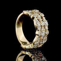 14K Yellow Gold 3/4 Eternity Band with Bezel and Prong Set Round Lab Diamonds - 1.55 Carats Total Diamond Weight - Covaloro Fine Jewelry