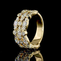 14K Yellow Gold 3/4 Eternity Band with Bezel and Prong Set Round Lab Diamonds - 1.55 Carats Total Diamond Weight - Covaloro Fine Jewelry