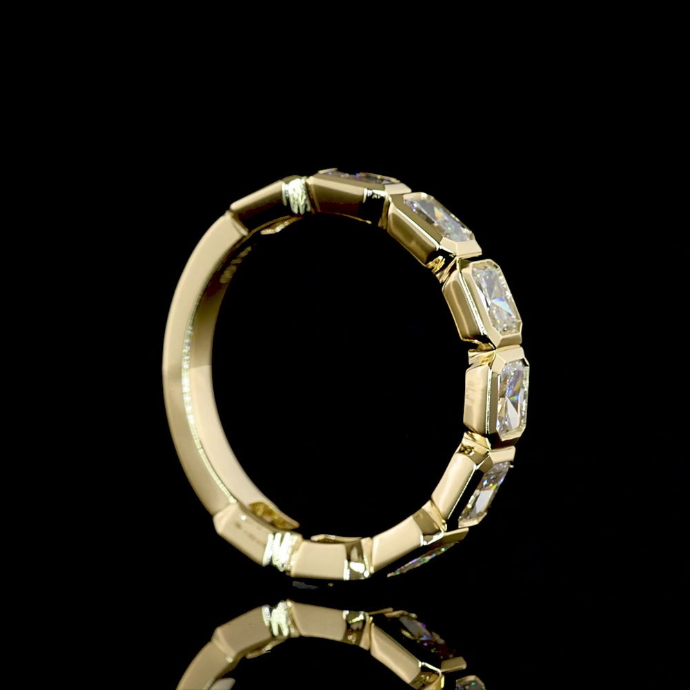 14K Yellow Gold 3/4 Eternity Band with Bezel Set East-West Radiant Cut Lab Diamonds - 1.52 Carat Total Weight - Covaloro Fine Jewelry