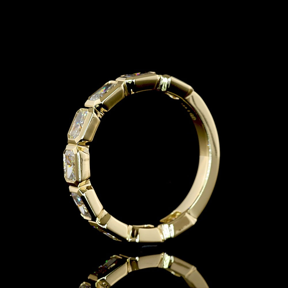 14K Yellow Gold 3/4 Eternity Band with Bezel Set East-West Radiant Cut Lab Diamonds - 1.52 Carat Total Weight - Covaloro Fine Jewelry