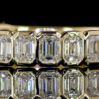 14K Yellow Gold 3/4 Eternity Band with Bezel Set Emerald Cut Lab Diamonds - 0.96 Total Carat Weight - Covaloro Fine Jewelry