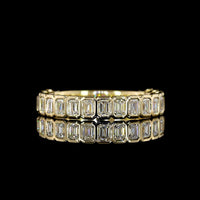 14K Yellow Gold 3/4 Eternity Band with Bezel Set Emerald Cut Lab Diamonds - 1.34 Carats Total Diamond Weight - Covaloro Fine Jewelry