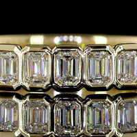 14K Yellow Gold 3/4 Eternity Band with Bezel Set Emerald Cut Lab Diamonds - 1.34 Carats Total Diamond Weight - Covaloro Fine Jewelry