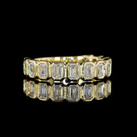 14K Yellow Gold 3/4 Eternity Band with Bezel-Set Emerald Cut Lab Diamonds - 1.38 Carats Total Diamond Weight - Covaloro Fine Jewelry