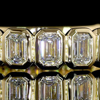 14K Yellow Gold 3/4 Eternity Band with Bezel-Set Emerald Cut Lab Diamonds - 1.38 Carats Total Diamond Weight - Covaloro Fine Jewelry