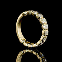 14K Yellow Gold 3/4 Eternity Band with Bezel-Set Emerald Cut Lab Diamonds - 1.38 Carats Total Diamond Weight - Covaloro Fine Jewelry