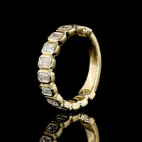 14K Yellow Gold 3/4 Eternity Band with Bezel-Set Emerald Cut Lab Diamonds - 1.38 Carats Total Diamond Weight - Covaloro Fine Jewelry
