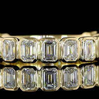 14K Yellow Gold 3/4 Eternity Band with Bezel Set Emerald Cut Lab Diamonds - 1.52 Carat Total Weight, E-F Color VS Clarity - Covaloro Fine Jewelry