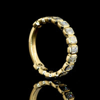 14K Yellow Gold 3/4 Eternity Band with Bezel Set Emerald Cut Lab Diamonds - 1.52 Carat Total Weight, E-F Color VS Clarity - Covaloro Fine Jewelry