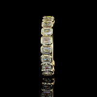 14K Yellow Gold 3/4 Eternity Band with Bezel Set Emerald Cut Lab Diamonds - 1.52 Carat Total Weight, E-F Color VS Clarity - Covaloro Fine Jewelry