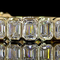 14K Yellow Gold 3/4 Eternity Band with Bezel Set Emerald Cut Lab Diamonds - 1.99 Carat Total Weight - Covaloro Fine Jewelry
