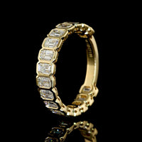 14K Yellow Gold 3/4 Eternity Band with Bezel Set Emerald Cut Lab Diamonds - 1.99 Carat Total Weight - Covaloro Fine Jewelry