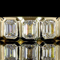 14K Yellow Gold 3/4 Eternity Band with Bezel Set Emerald Cut Lab Diamonds - 2.15 Carat Total Weight (11 Stones, E-F Color, VS1 Clarity) - Covaloro Fine Jewelry