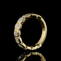 14K Yellow Gold 3/4 Eternity Band with Bezel Set Emerald Cut Lab Diamonds - 2.15 Carat Total Weight (11 Stones, E-F Color, VS1 Clarity) - Covaloro Fine Jewelry