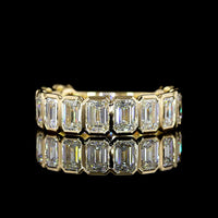 14K Yellow Gold 3/4 Eternity Band with Bezel Set Emerald Cut Lab Diamonds - 4.15 Carats Total Diamond Weight - Covaloro Fine Jewelry