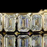 14K Yellow Gold 3/4 Eternity Band with Bezel Set Emerald Cut Lab Diamonds - 4.15 Carats Total Diamond Weight - Covaloro Fine Jewelry