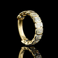 14K Yellow Gold 3/4 Eternity Band with Bezel Set Emerald Cut Lab Diamonds - 4.15 Carats Total Diamond Weight - Covaloro Fine Jewelry
