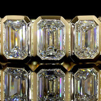 14K Yellow Gold 3/4 Eternity Band with Bezel Set Emerald Cut Lab Diamonds - 4.61 Carat Total Weight, E-F Color VS Clarity - Covaloro Fine Jewelry