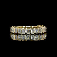 14K Yellow Gold 3/4 Eternity Band with Bezel Set North-South Emerald Cut Lab Diamonds - 0.91 Carat Total Weight - Covaloro Fine Jewelry