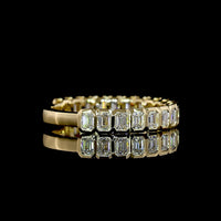14K Yellow Gold 3/4 Eternity Band with Bezel Set North-South Emerald Cut Lab Diamonds - 0.91 Carat Total Weight - Covaloro Fine Jewelry