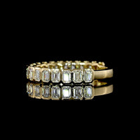 14K Yellow Gold 3/4 Eternity Band with Bezel Set North-South Emerald Cut Lab Diamonds - 0.91 Carat Total Weight - Covaloro Fine Jewelry