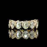 14K Yellow Gold 3/4 Eternity Band with Bezel Set North-South Oval Natural Diamonds - 3.08 Carat Total Weight - Covaloro Fine Jewelry