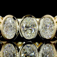 14K Yellow Gold 3/4 Eternity Band with Bezel Set North-South Oval Natural Diamonds - 3.08 Carat Total Weight - Covaloro Fine Jewelry