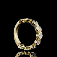 14K Yellow Gold 3/4 Eternity Band with Bezel Set North-South Oval Natural Diamonds - 3.08 Carat Total Weight - Covaloro Fine Jewelry