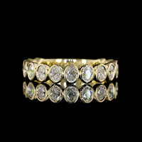 14K Yellow Gold 3/4 Eternity Band with Bezel Set Oval Cut Lab Diamonds - 1.07 Carat Total Weight, E-F Color, VS Clarity - Covaloro Fine Jewelry