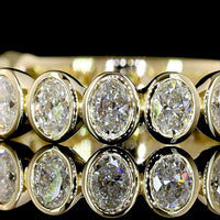 14K Yellow Gold 3/4 Eternity Band with Bezel Set Oval Cut Lab Diamonds - 1.07 Carat Total Weight, E-F Color, VS Clarity - Covaloro Fine Jewelry
