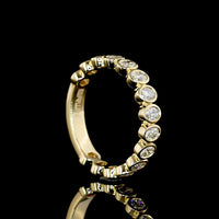 14K Yellow Gold 3/4 Eternity Band with Bezel Set Oval Cut Lab Diamonds - 1.07 Carat Total Weight, E-F Color, VS Clarity - Covaloro Fine Jewelry