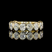 14K Yellow Gold 3/4 Eternity Band with Bezel Set Oval Cut Lab Diamonds - 1.55 Carat Total Weight - Covaloro Fine Jewelry
