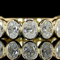 14K Yellow Gold 3/4 Eternity Band with Bezel Set Oval Cut Lab Diamonds - 1.55 Carat Total Weight - Covaloro Fine Jewelry