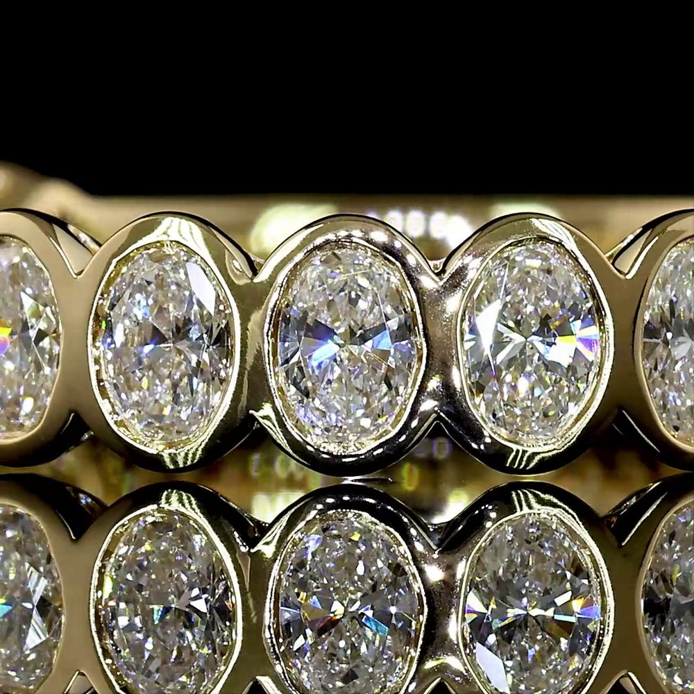 14K Yellow Gold 3/4 Eternity Band with Bezel-Set Oval Lab Diamonds - 0.89 Carats Total Diamond Weight - Covaloro Fine Jewelry